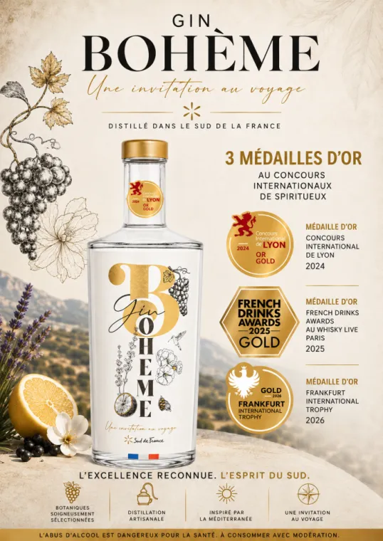 gin bohème l'un des meilleurs gin au monde , Toulouse, FRENCH BOTTLE